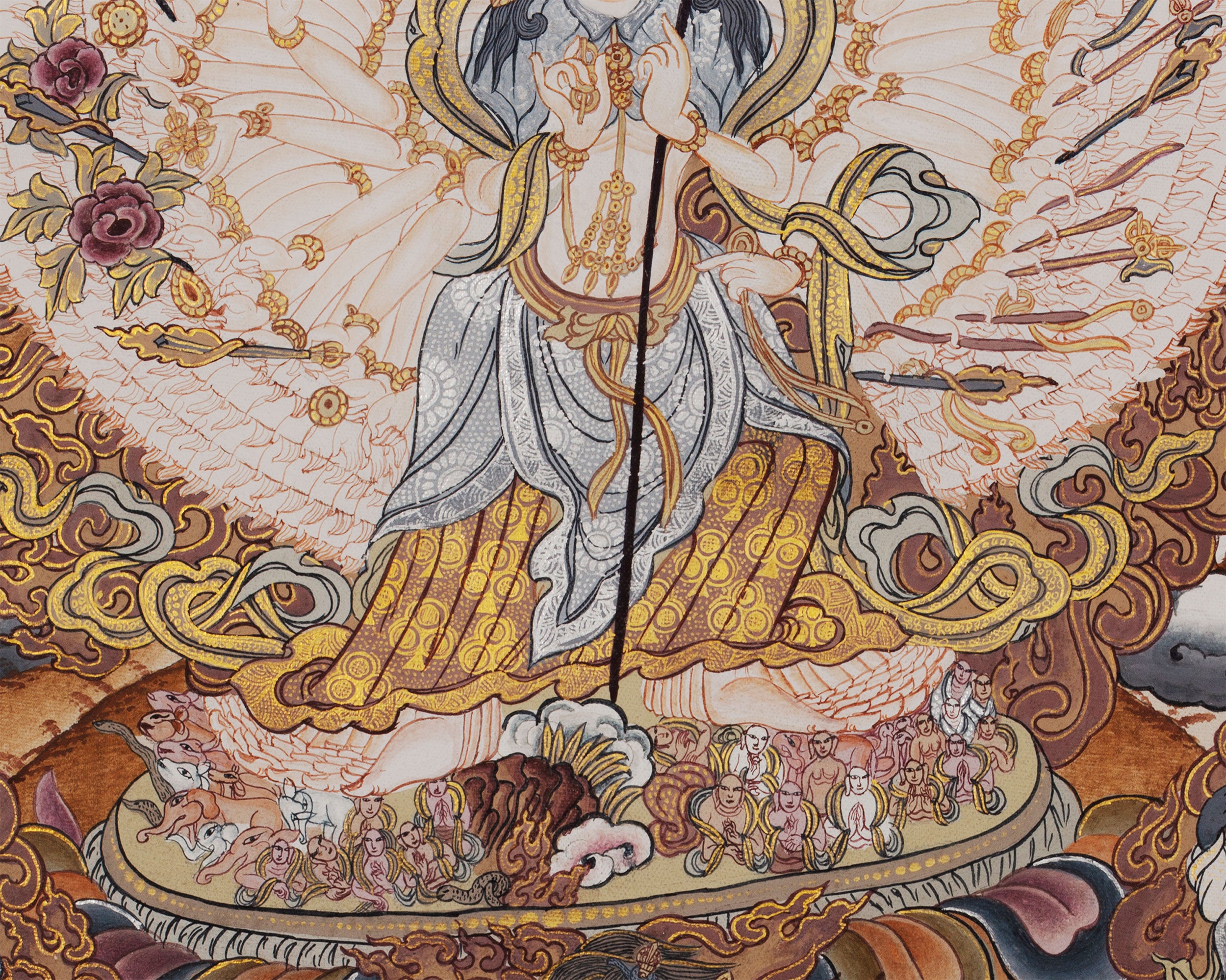 Protector Dukkar | The White Umbrella Goddess | Original Thangka of Sitatapatra