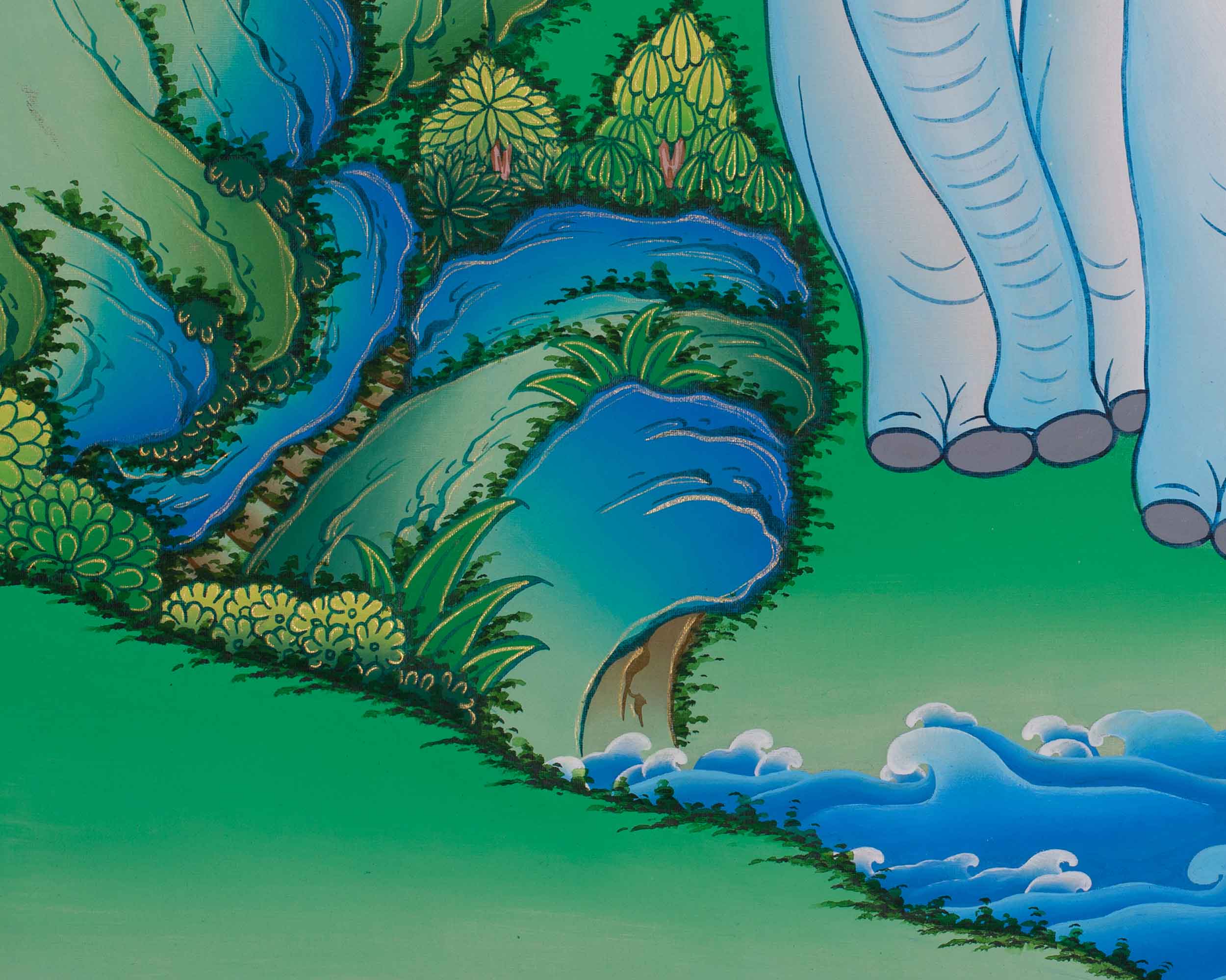 Original Hand-Painted 4 Harmonious Animals | Tibetan Art of Unity & Balance