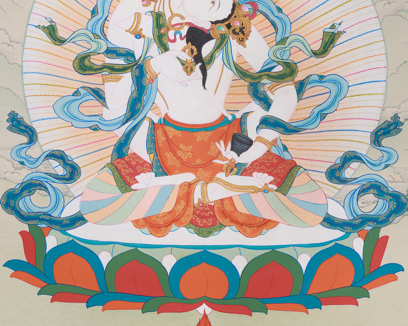 Vajrasattva with Consort Thangka | Sacred Symbol of Unity and Enlightenment