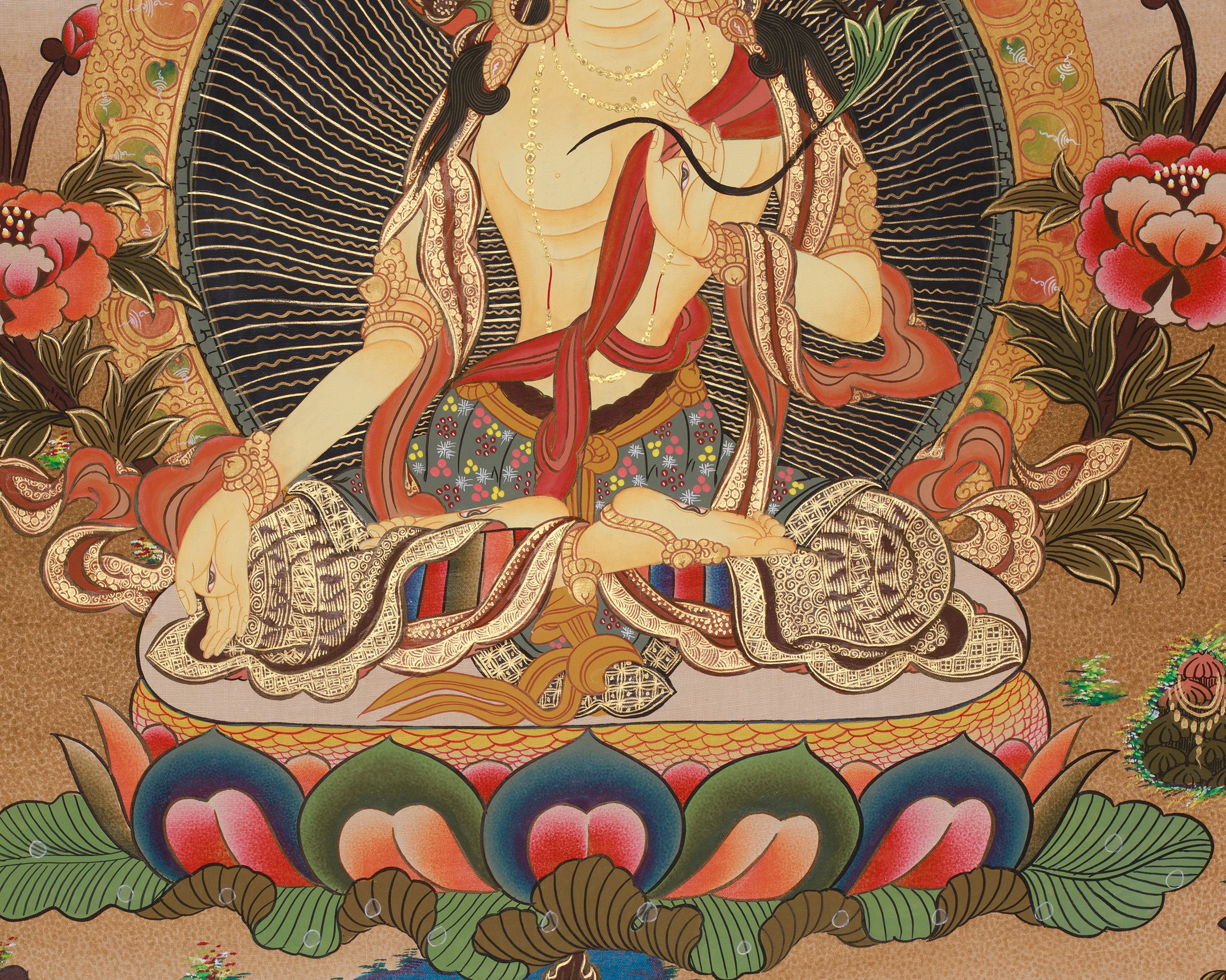 Buddhist Goddess Tara White Thangka | Divine Feminine