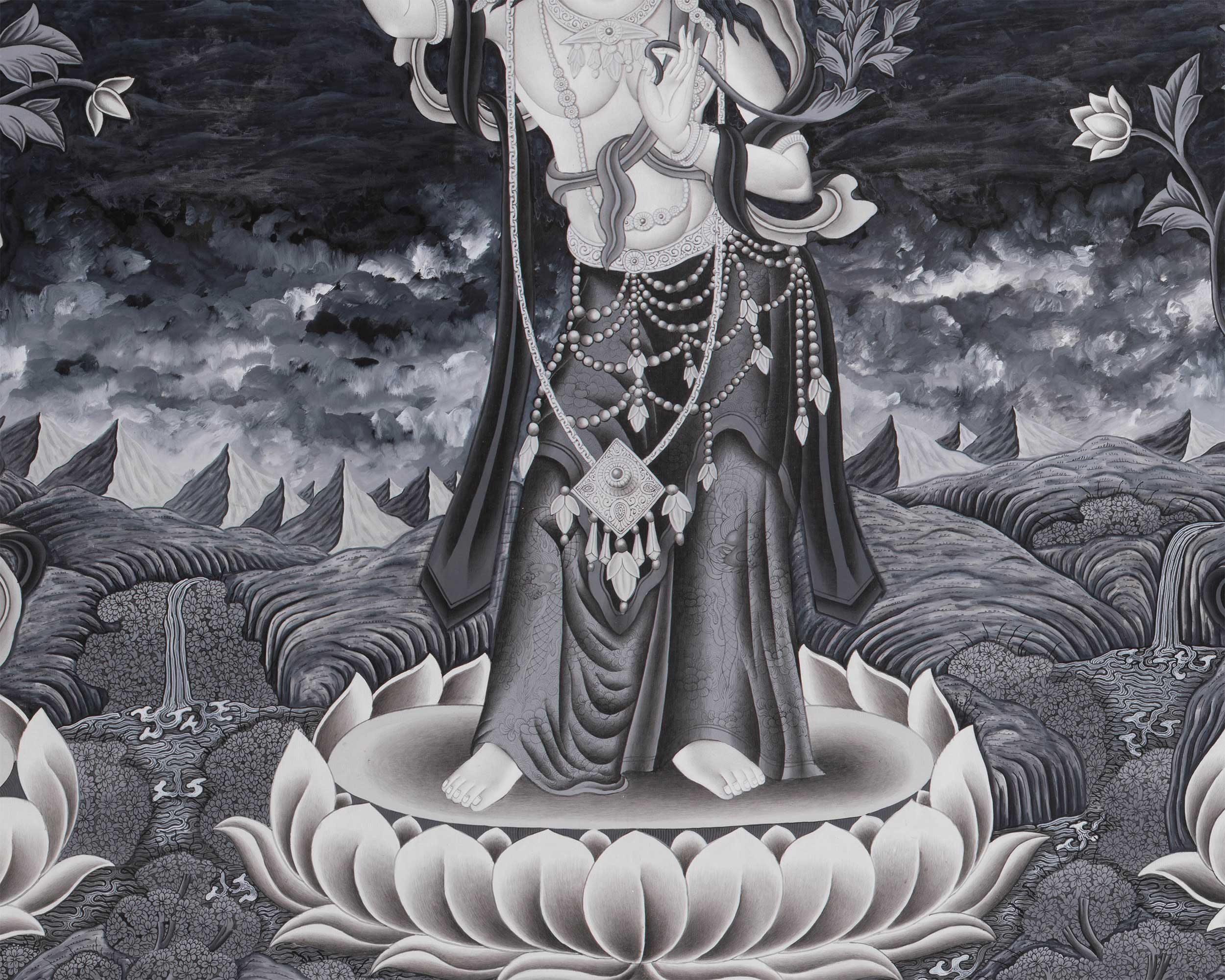 Newari-Style Manjushri with White Tara and Green Tara | Wisdom, Compassion and Swift Action