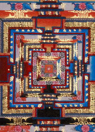 Sacred Gold Kalachakra Mandala Thangka | Wheel of Time