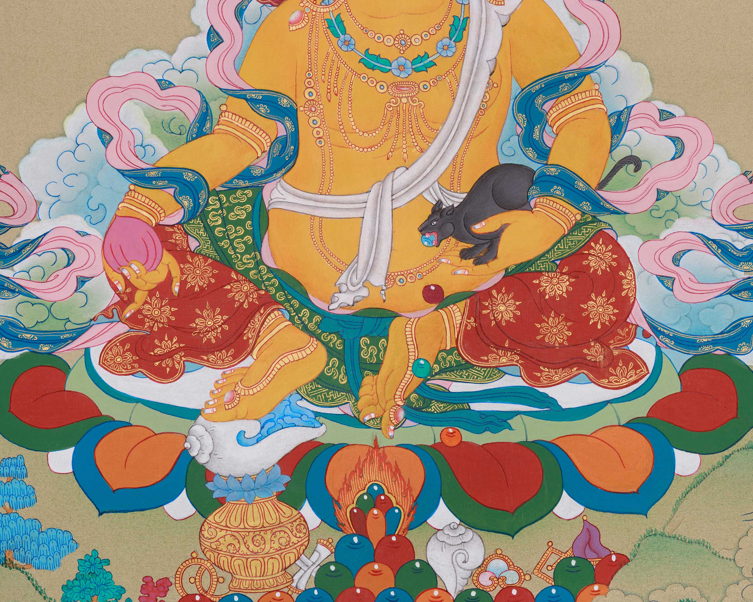 Sacred Thangka of Dzambhala | The Guardian of Prosperity and Wealth