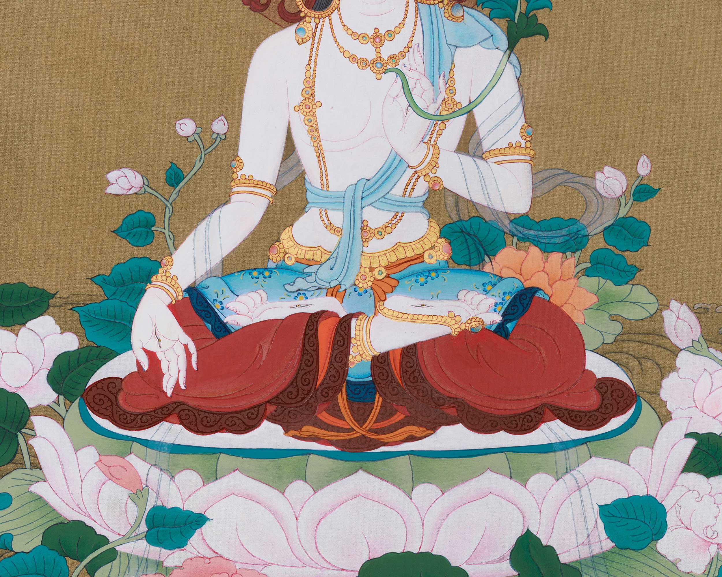 Traditional White Tara Painting | Goddess of Longevity and Healing