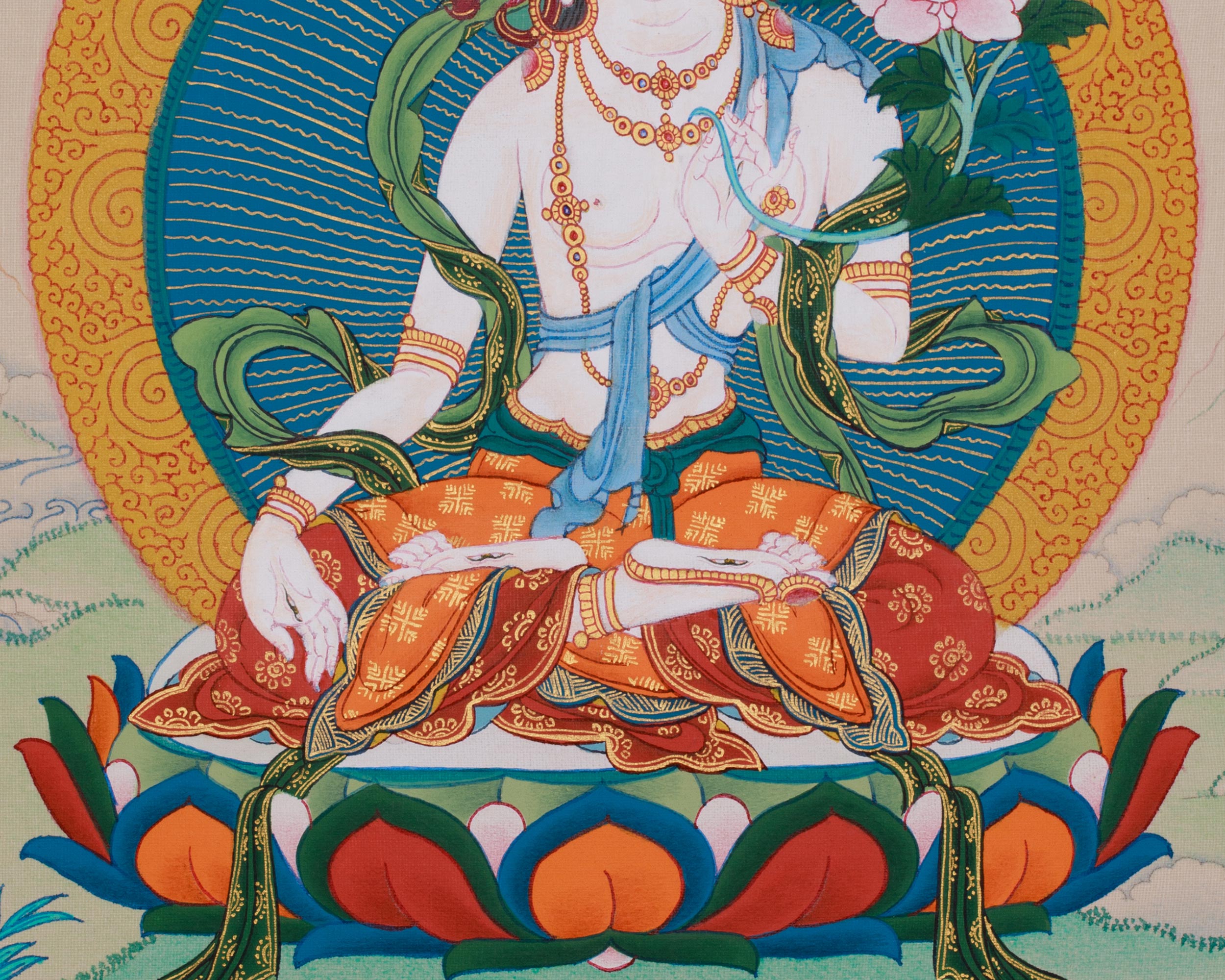 White Tara Buddhist Artwork | The Compassionate Goddess of Longevity