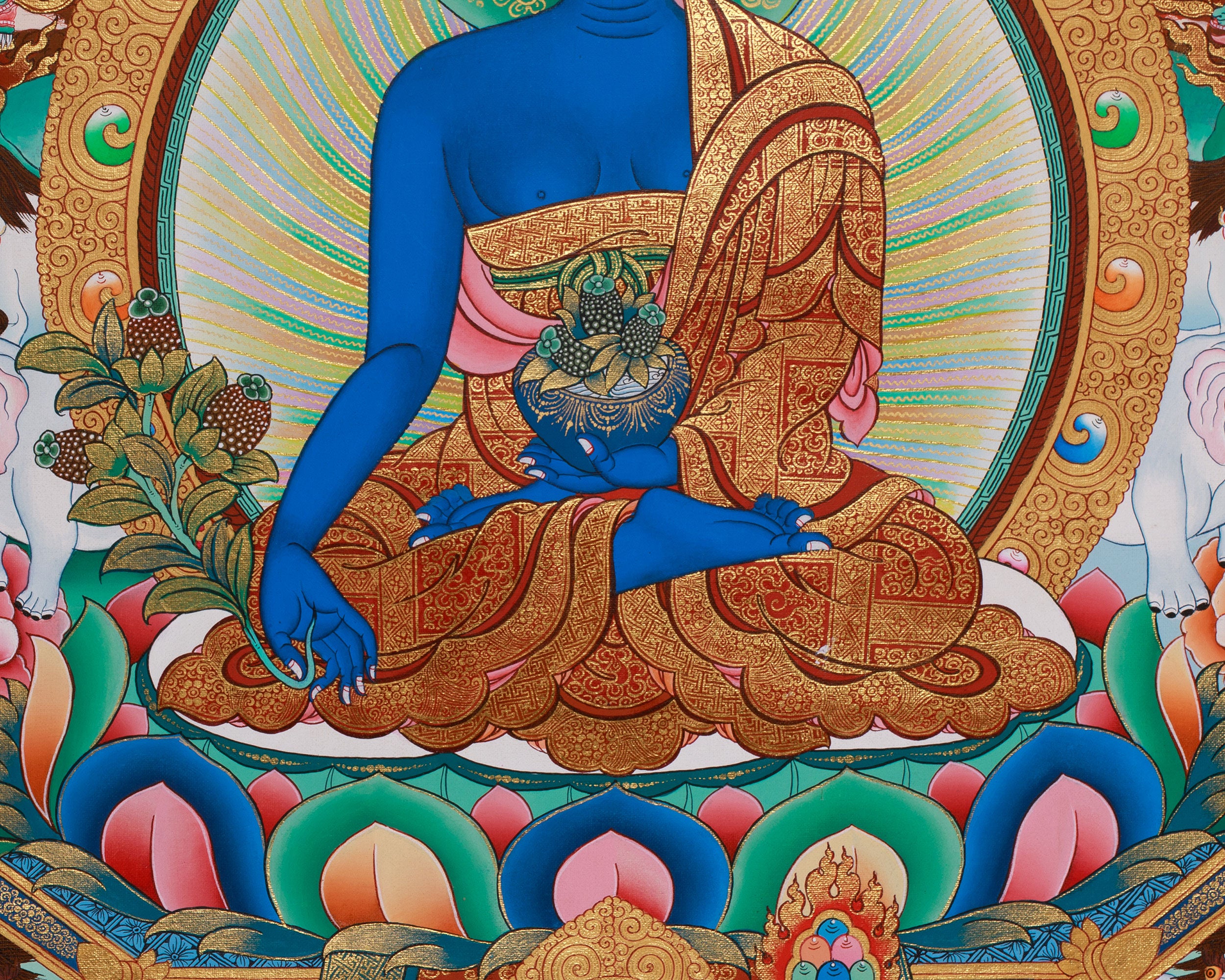 Eight Medicine Buddha Thangka | Divine Assembly of Healing Deities