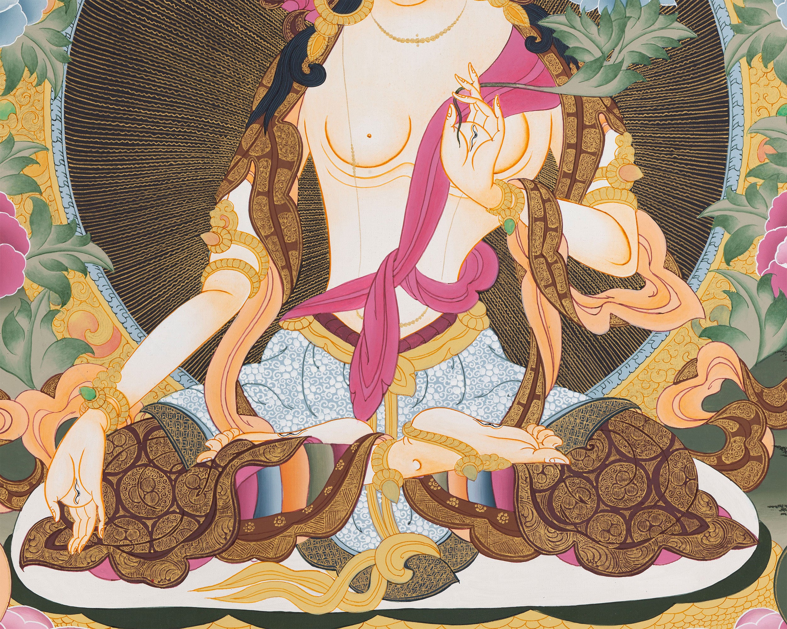 Healing Deity White Tara Thangka Painting | Goddess of Compassion and Longevity