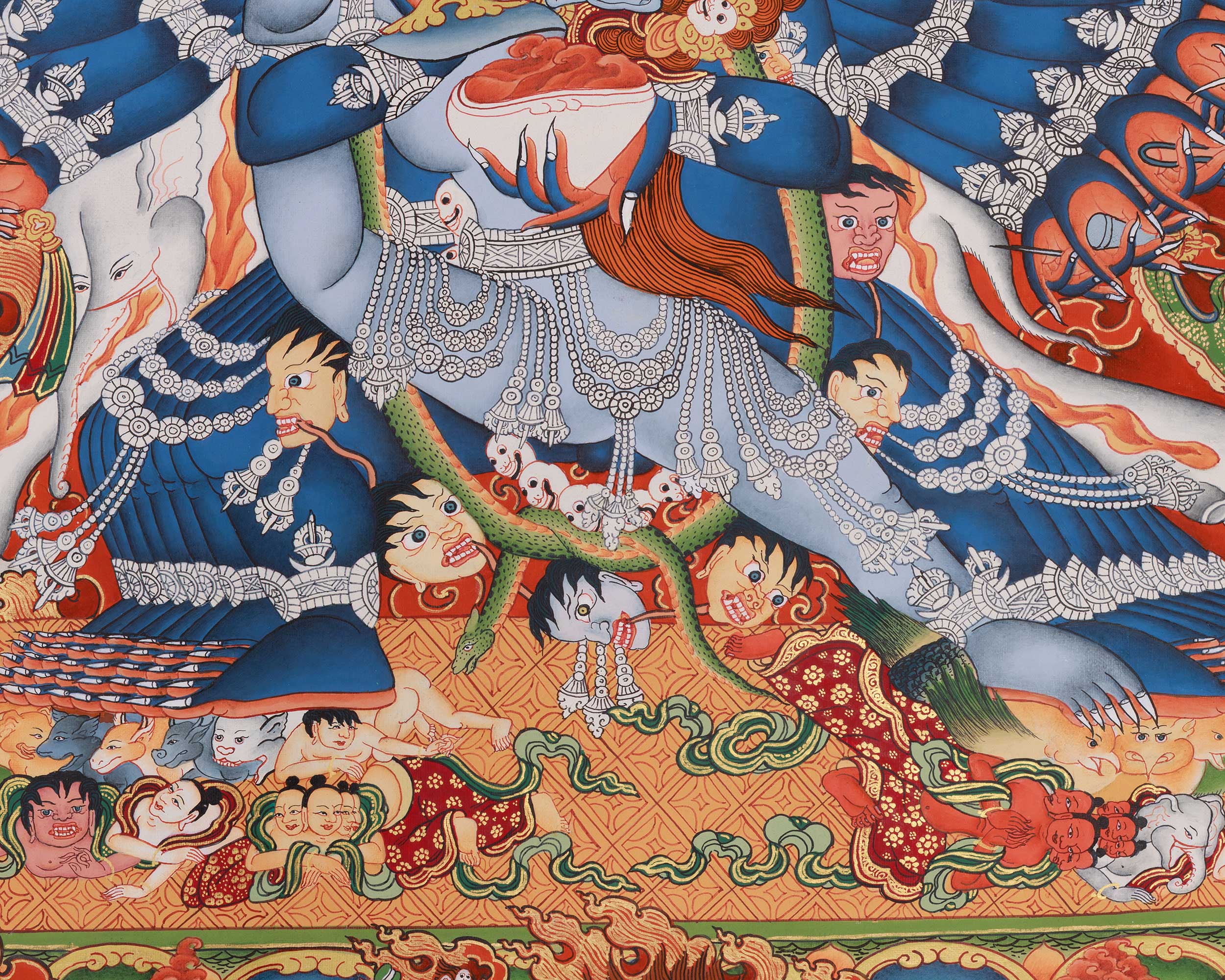 29-Inch Yamantaka Thangka | The Fierce Form of Manjushri