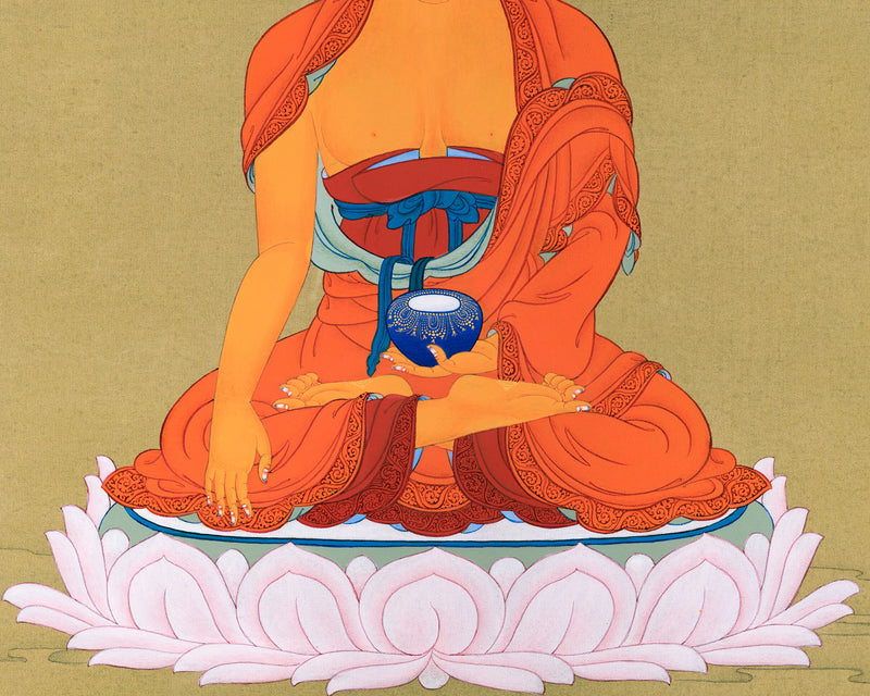 Minimal Buddha Shakyamuni Thangka | Tibetan Buddhist Art