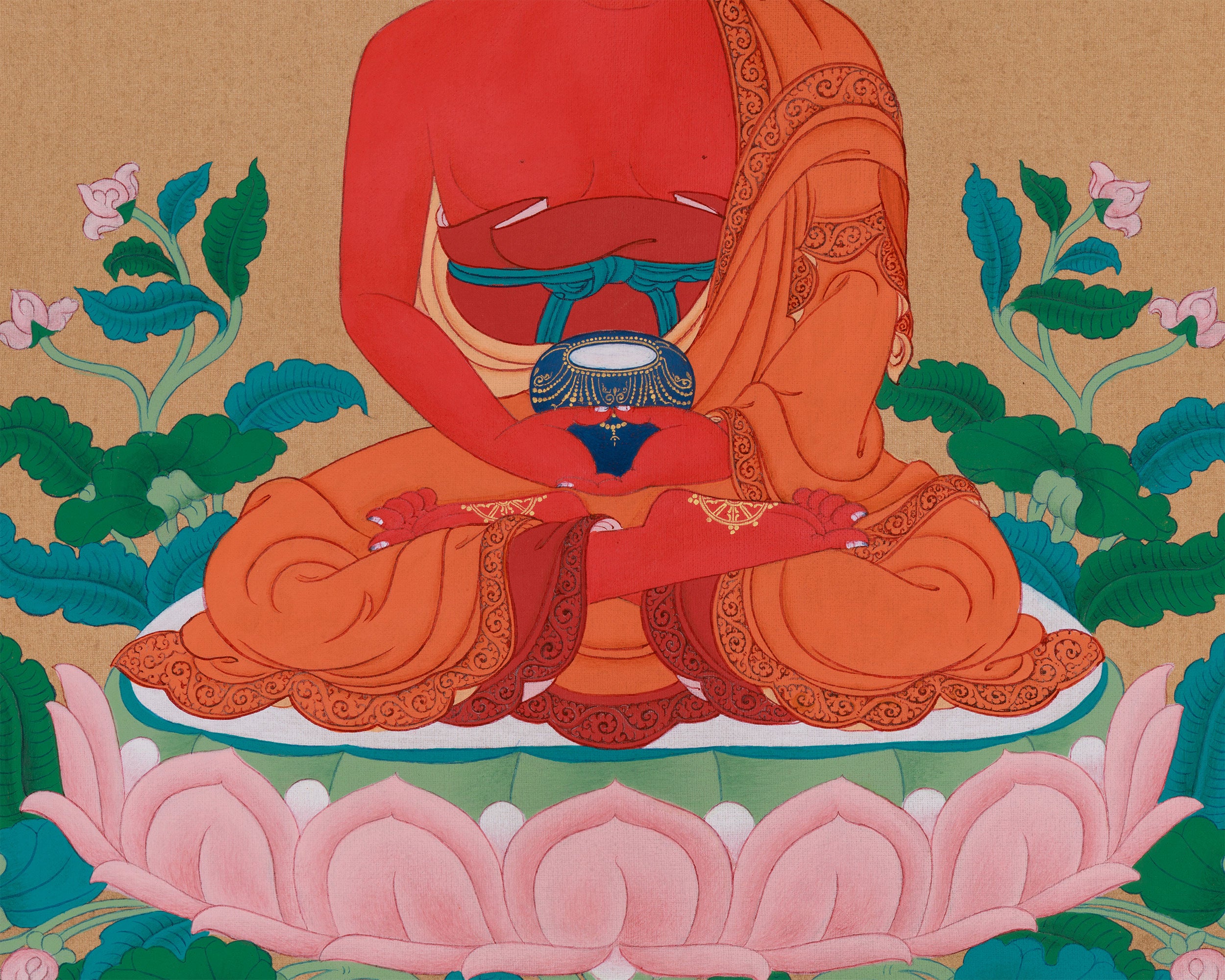 Minimal Red Buddha Amitabha Thangka | Enlightened Deity of Infinite Light