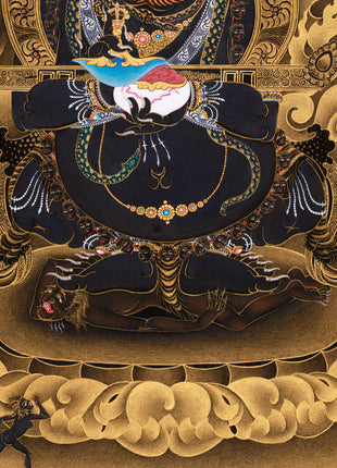 Extra-ordinary Sakya Mahakala Thangka in Gold