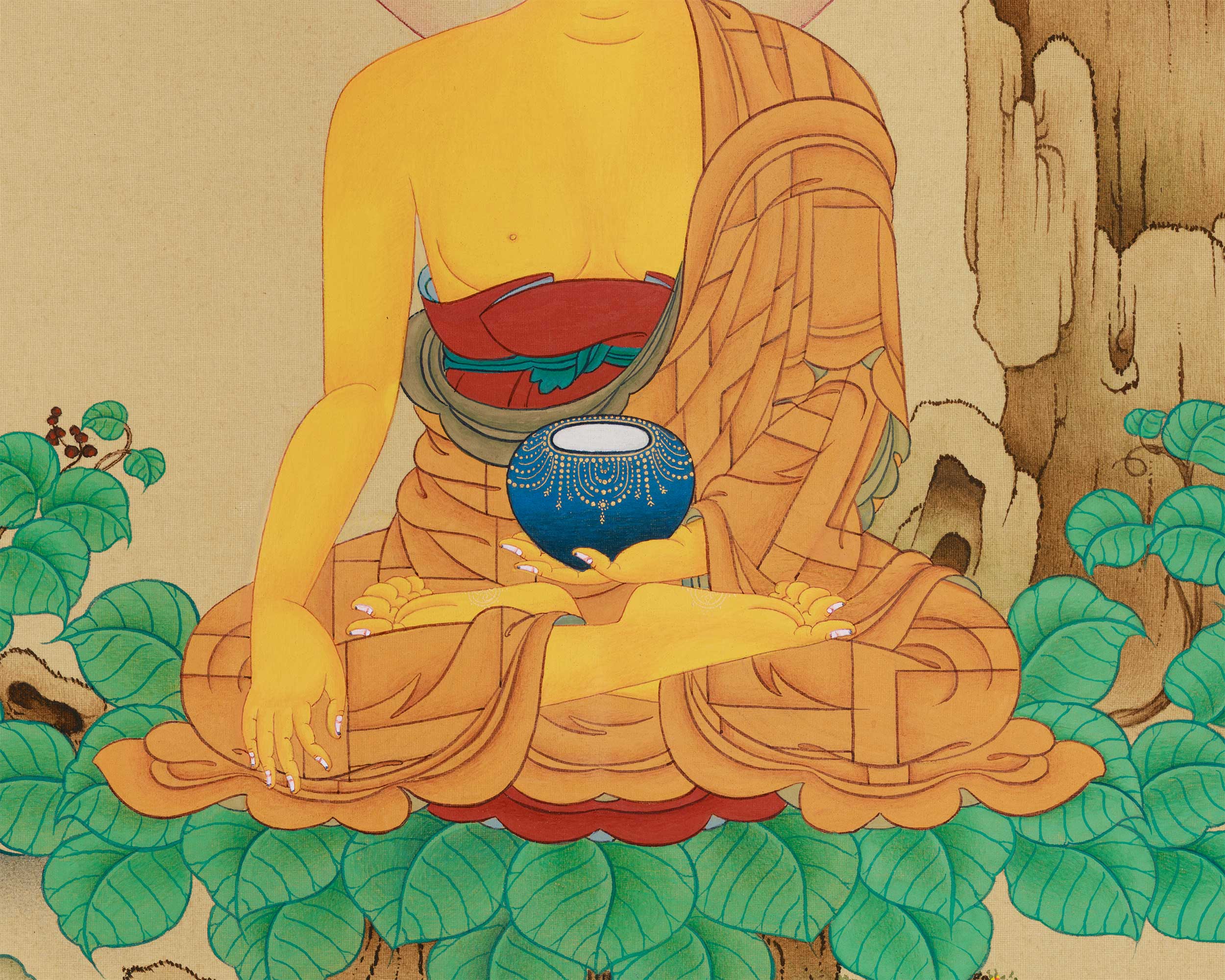 Enlightened Buddha, Siddhartha Gautama | Timeless Thangka of Wisdom and Serenity