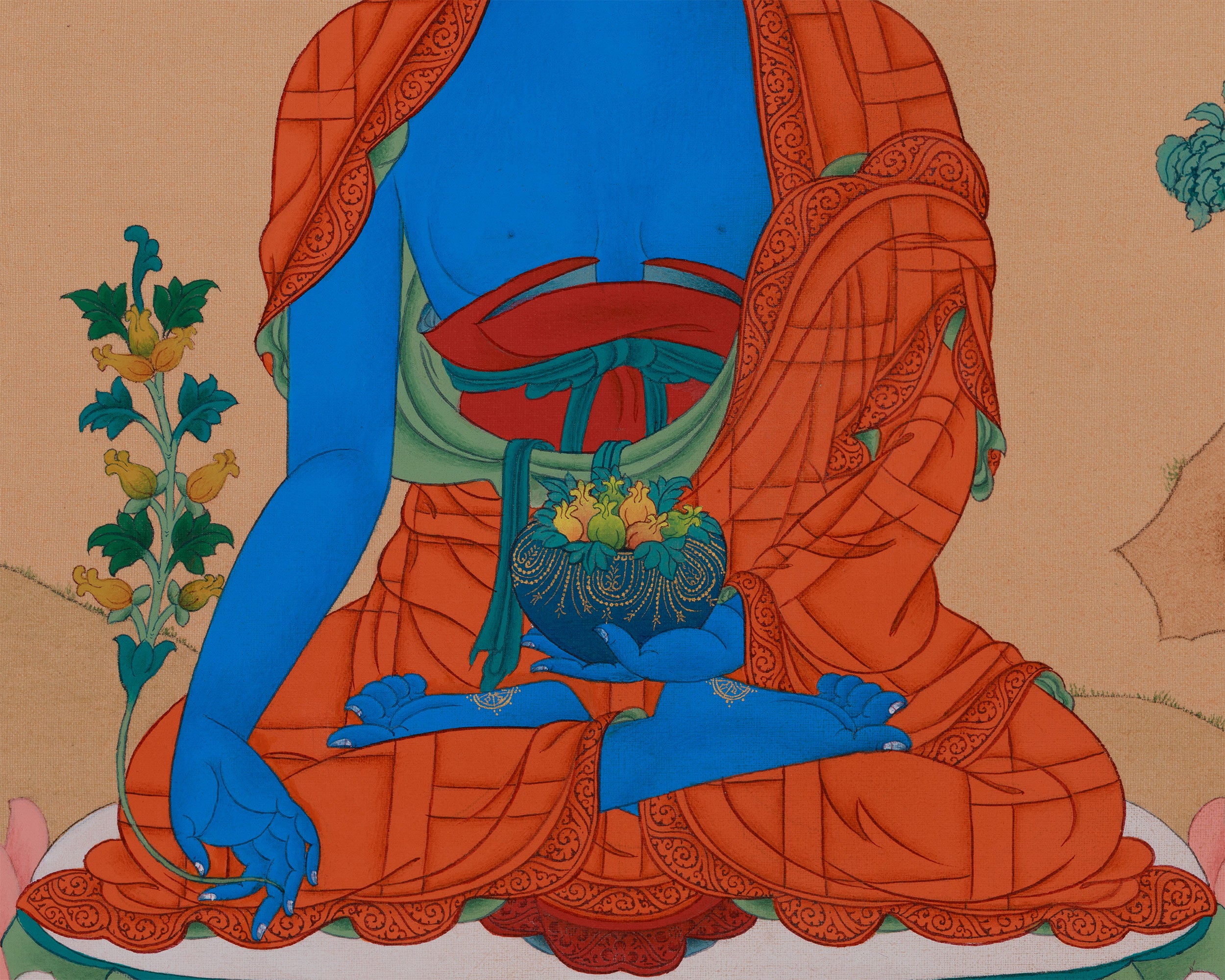 Buddha of Healing, Sangye Menla | Buddha Wall Art for Health and Spiritual Wellness