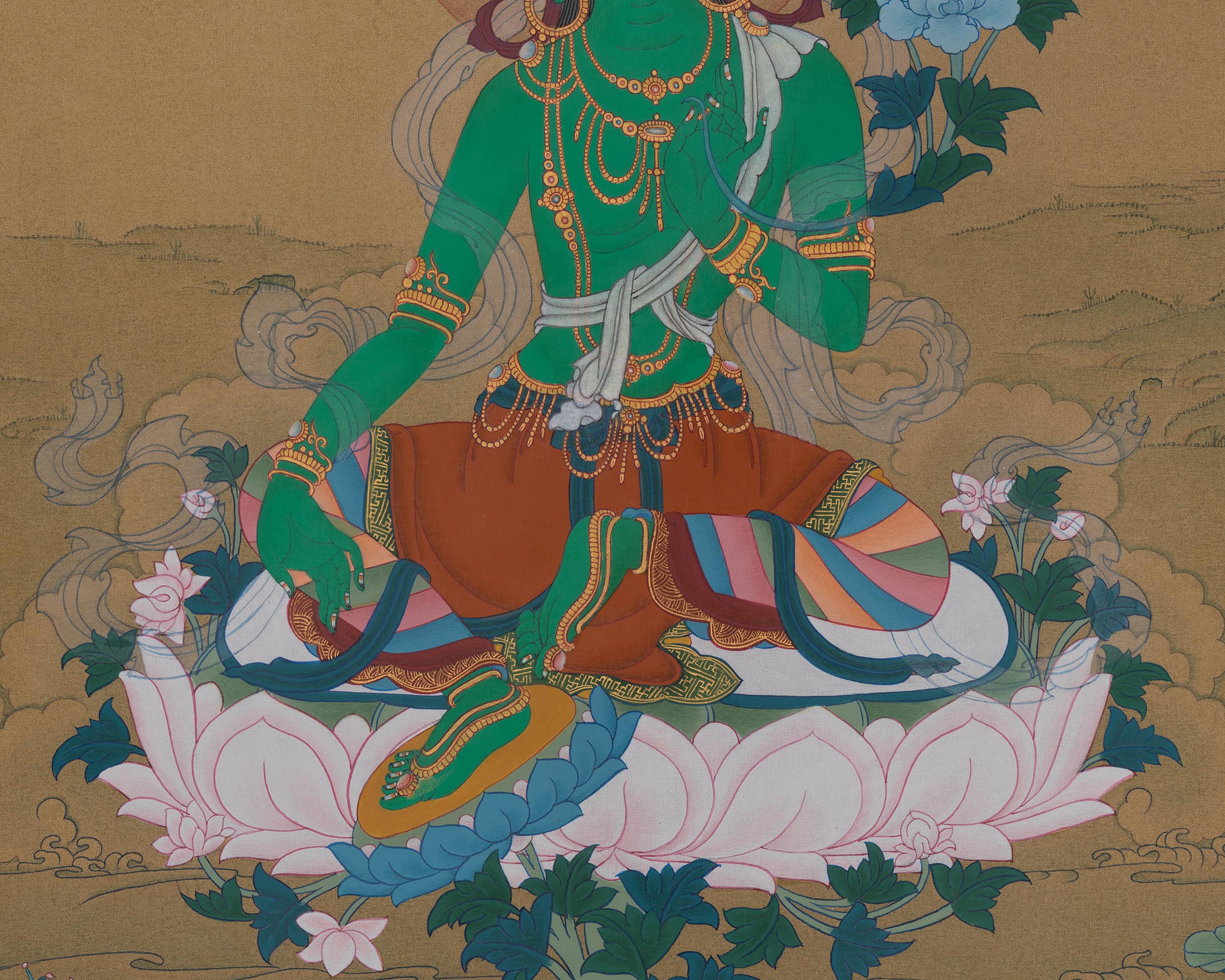 Female Deity Green Tara Art | Symbol of Compassion and Swift Protection