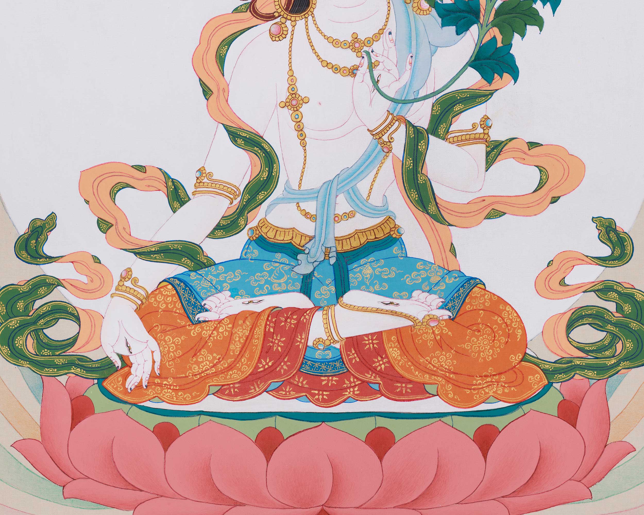 Goddess of Longevity, White Tara Thangka | Buddhist Healing Deity