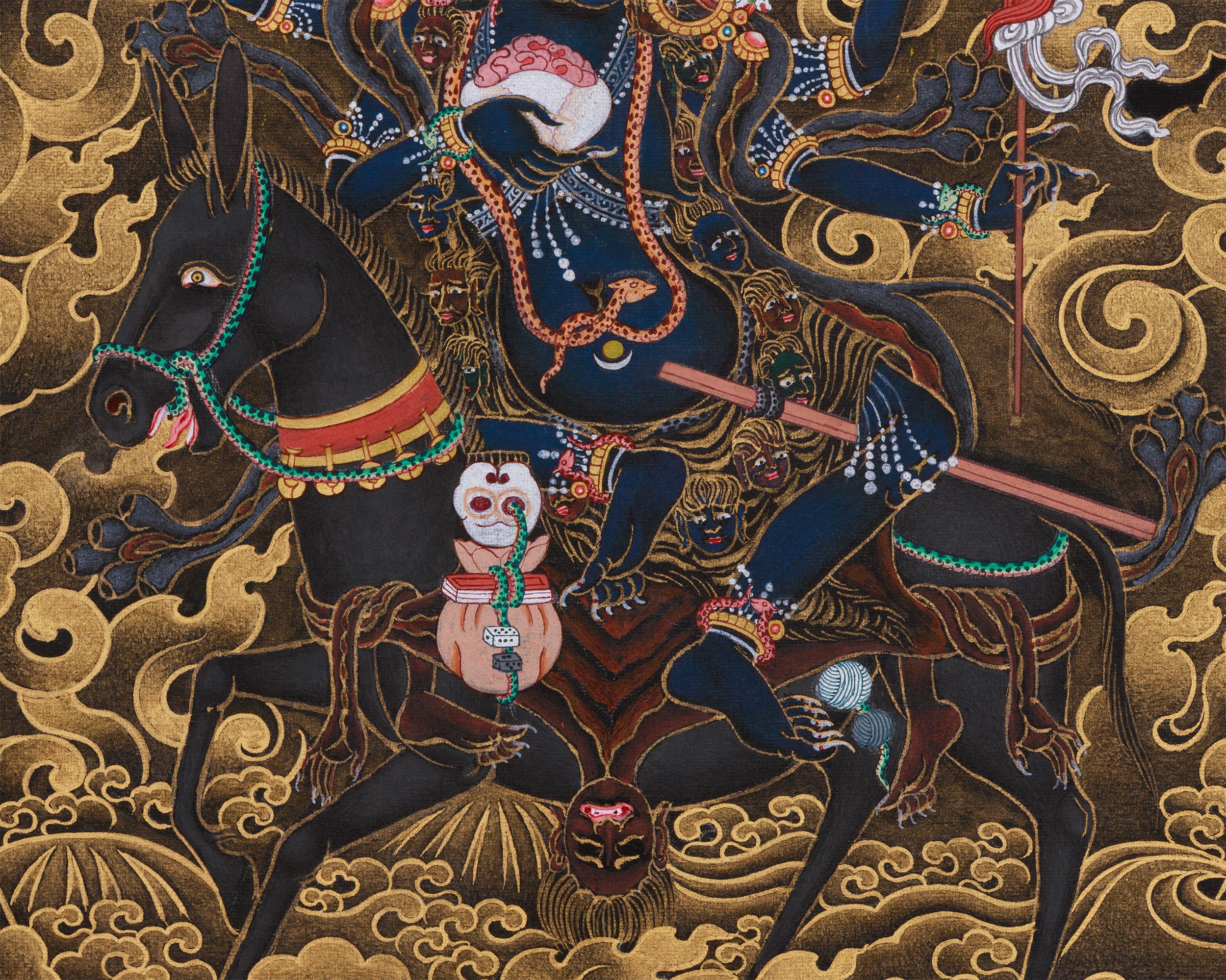 Four-Armed Palden Lhamo Thangka | Fierce Guardian in Nakthang Style
