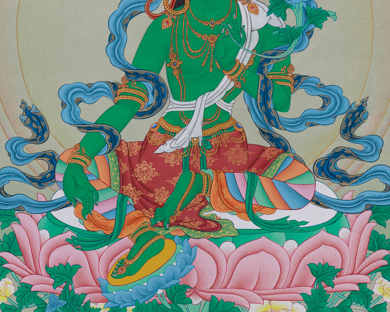 Arya Tara Thangka | Hand-Painted Deity of Compassion and Swift Protection