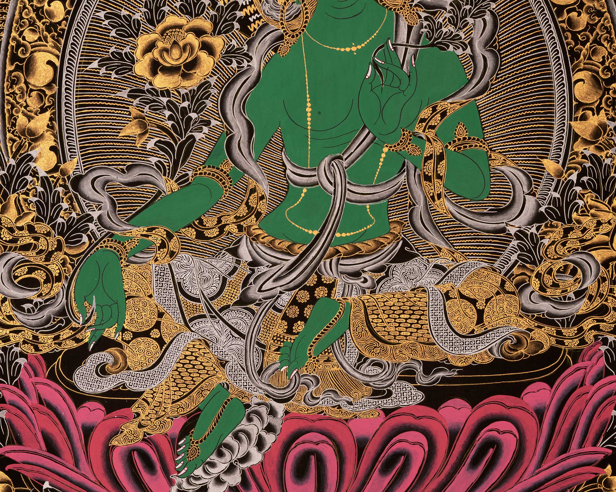 Female Green Tara | Handpainted Thangka