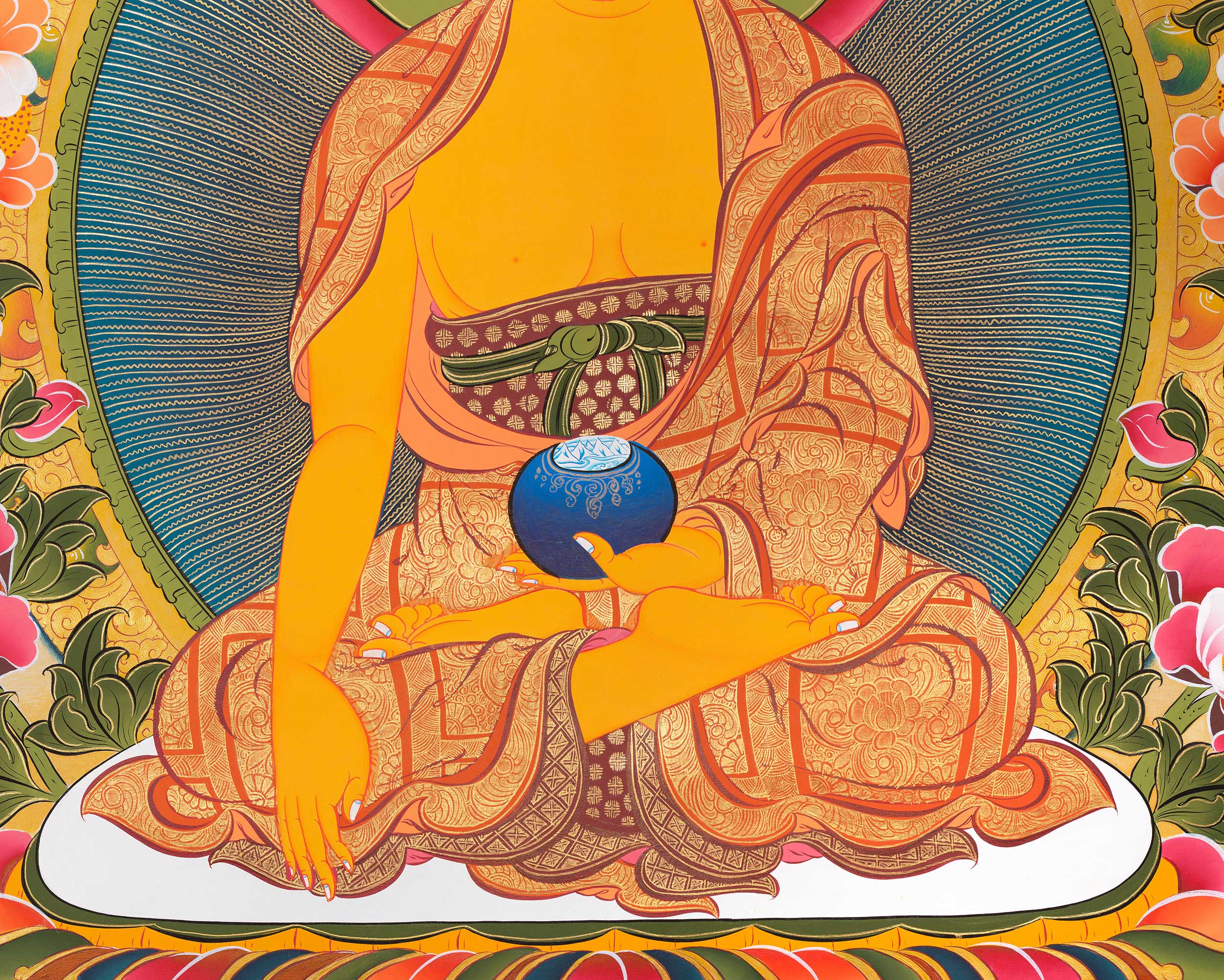 Big Shakyamuni Buddha Tibetan Thangka | Buddhist Wall Decor