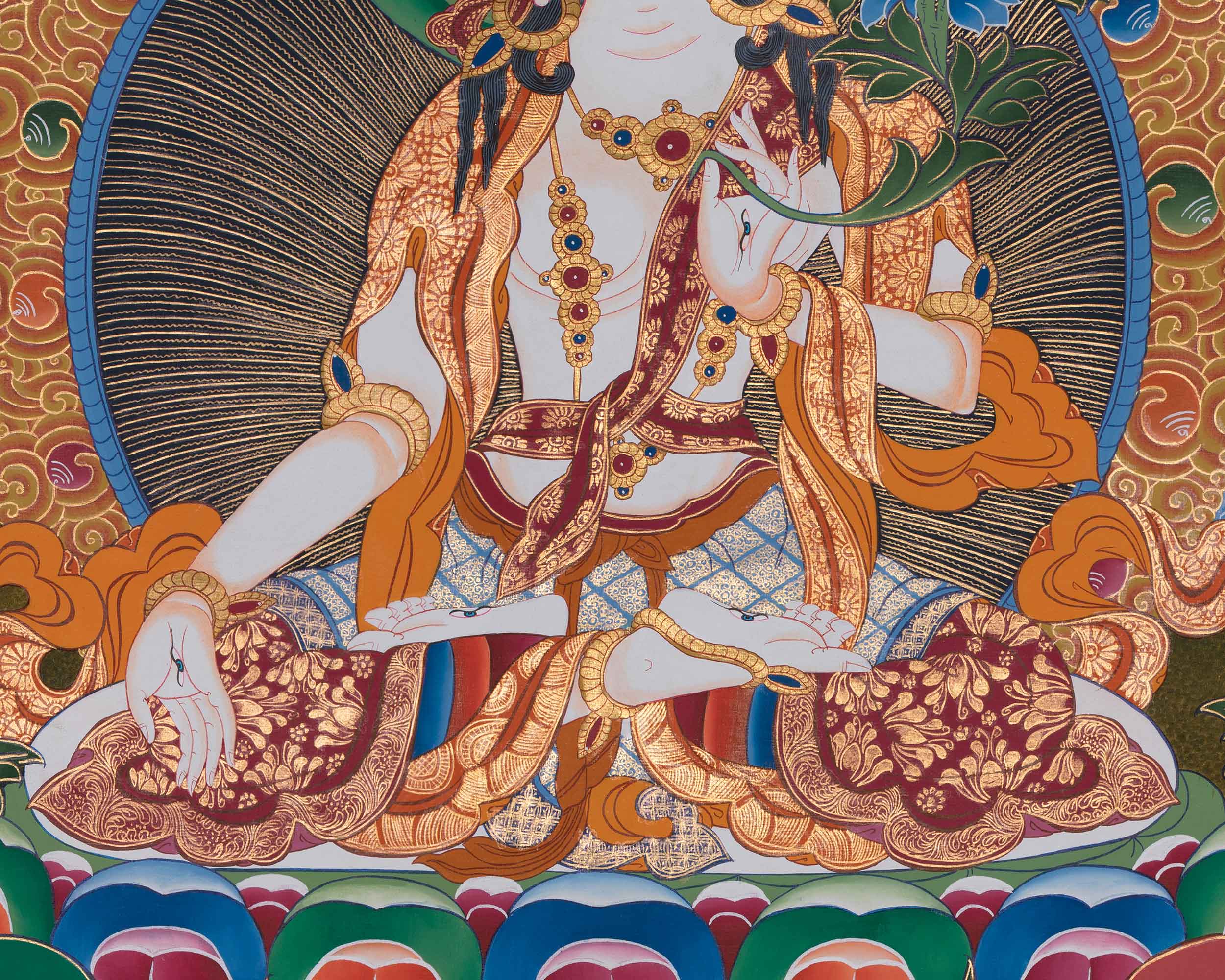 Hand-Painted Traditional White Tara Artwork | Goddess of Healing and Longevity