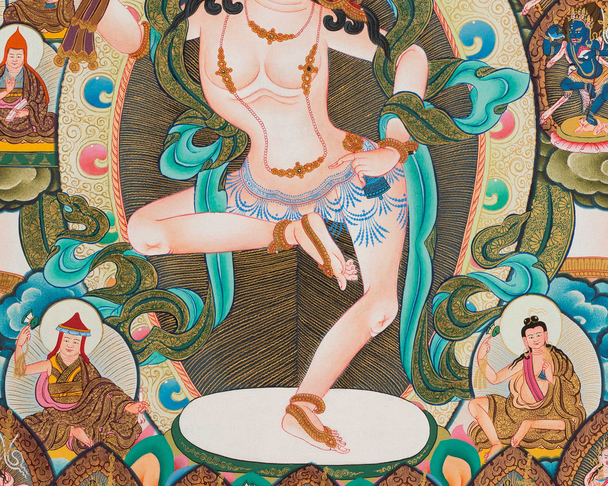 Hand-Painted Machig Labdron Lineage Tree Thangka | High-Quality Thangka Painting