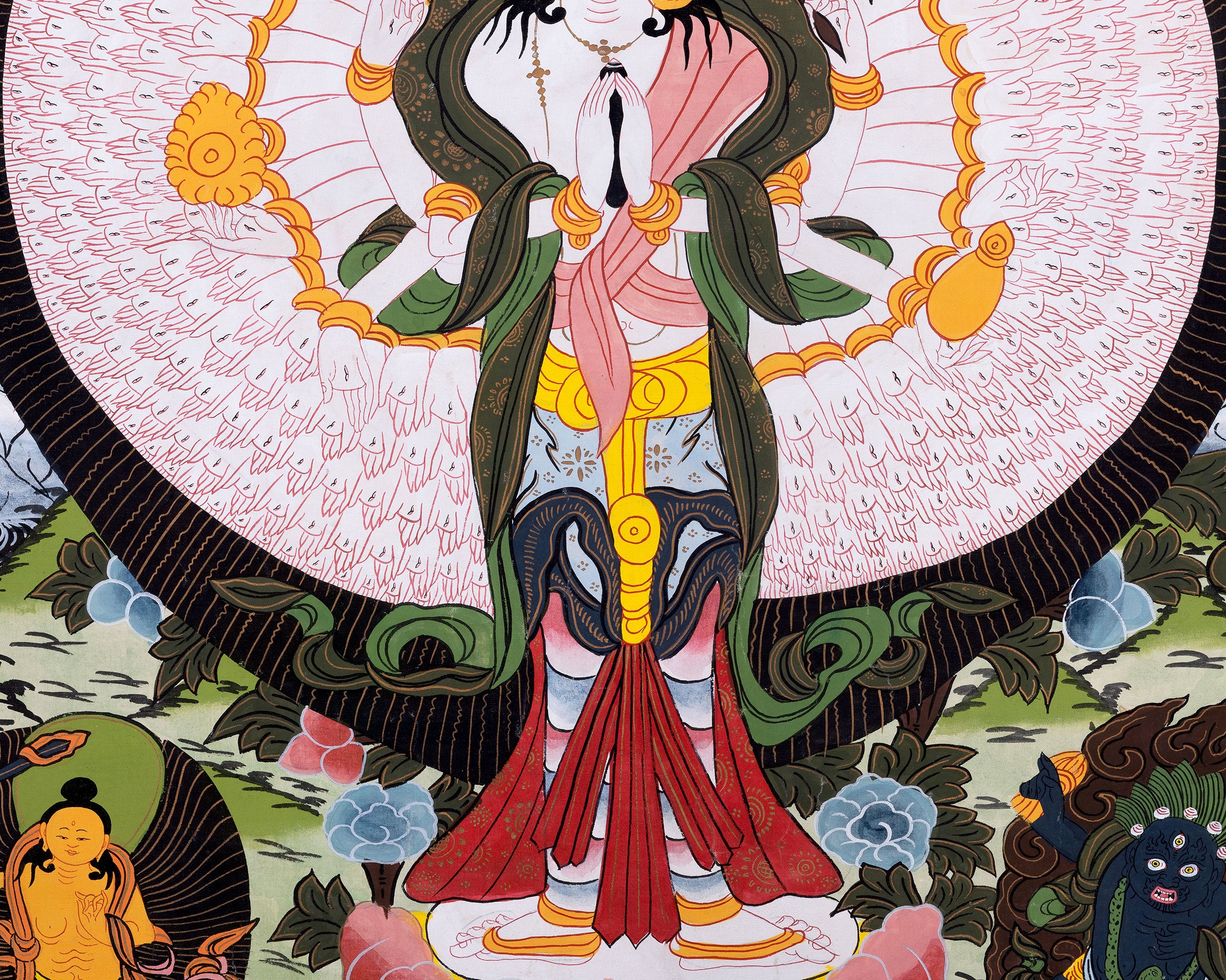 1000 Armed Avalokiteshvara | Traditional Tibetan Thangka | Wall Decors
