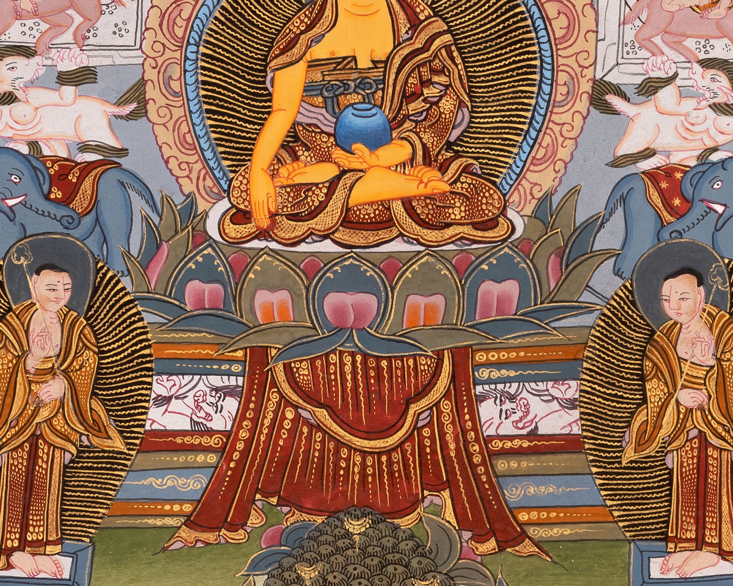 Buddha life Story | Vintage Buddha Thangka
