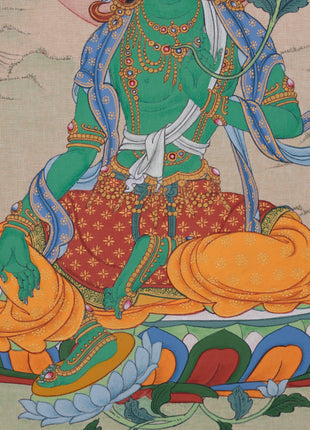 Small Green Tara Meditation Artwork | Buddhist Goddess of Compassion & Protection