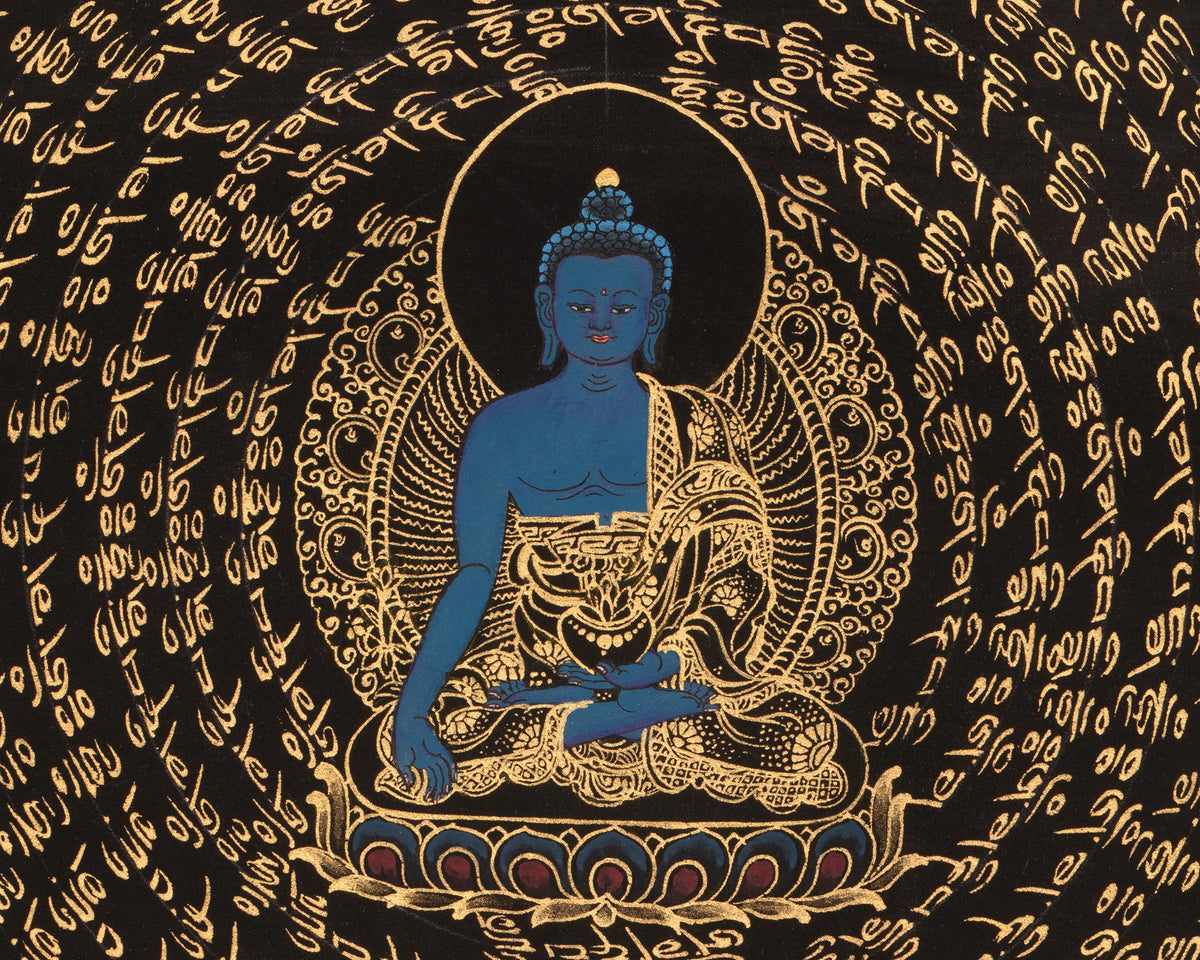 Medicine Buddha Mandala Art | Sacred Tibetan Thangka of Healing and Wisdom