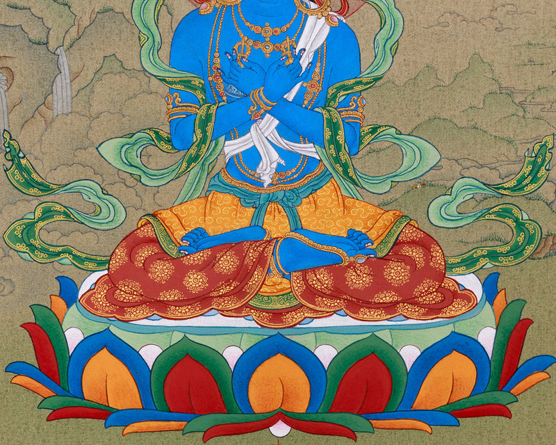 Small Vajradhara Thangka | Primordial Buddha Dorje Chang | Traditional Tibetan Art