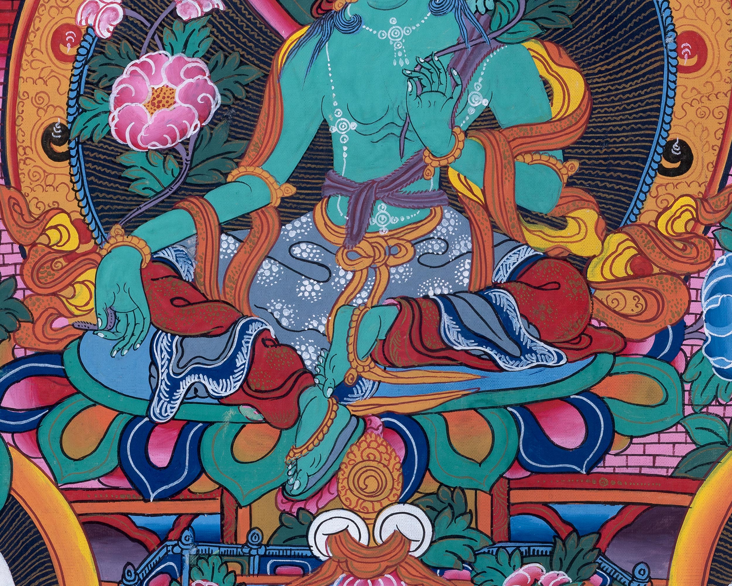 Old Green Tara Thangka, Traditional Wall Decors | Mother of Liberation