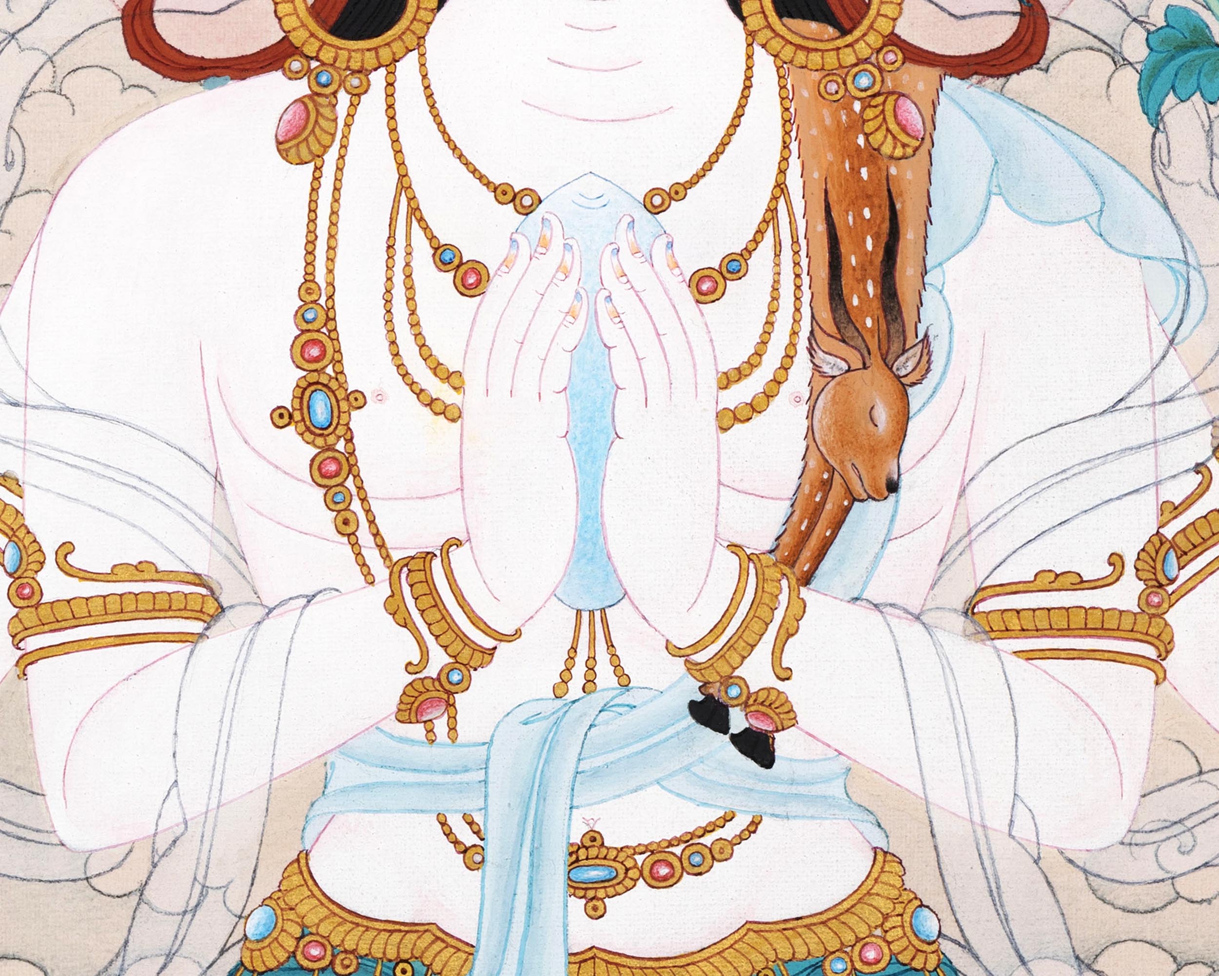 Traditional Chenrezig Thangka | Tibetan Bodhisattva Art