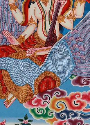 Goddess Saraswati Thangka | Sacred Art for Knowledge and Meditation