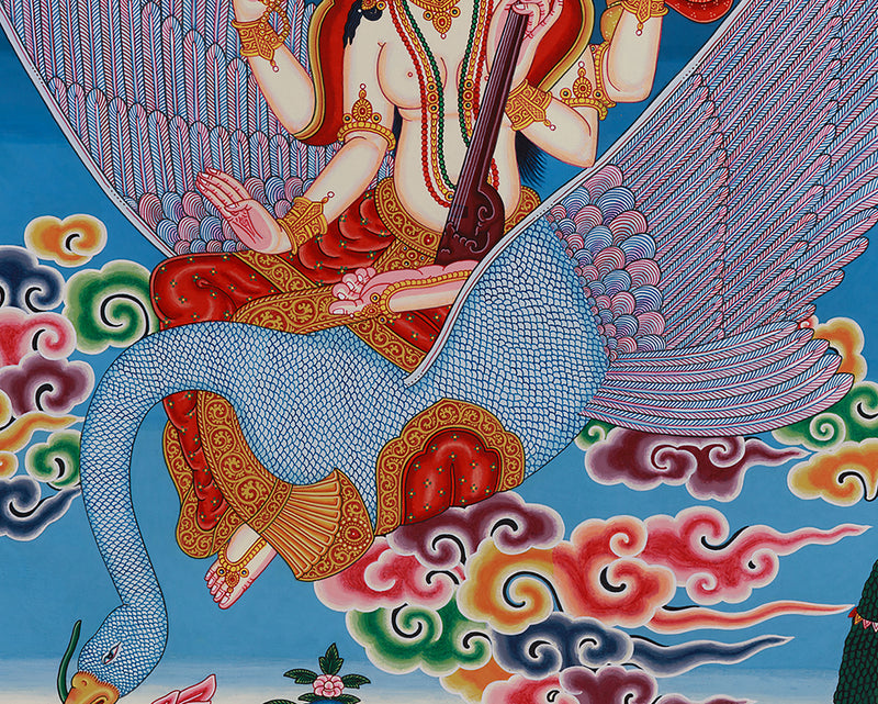 Goddess Saraswati Thangka | Sacred Art for Knowledge and Meditation