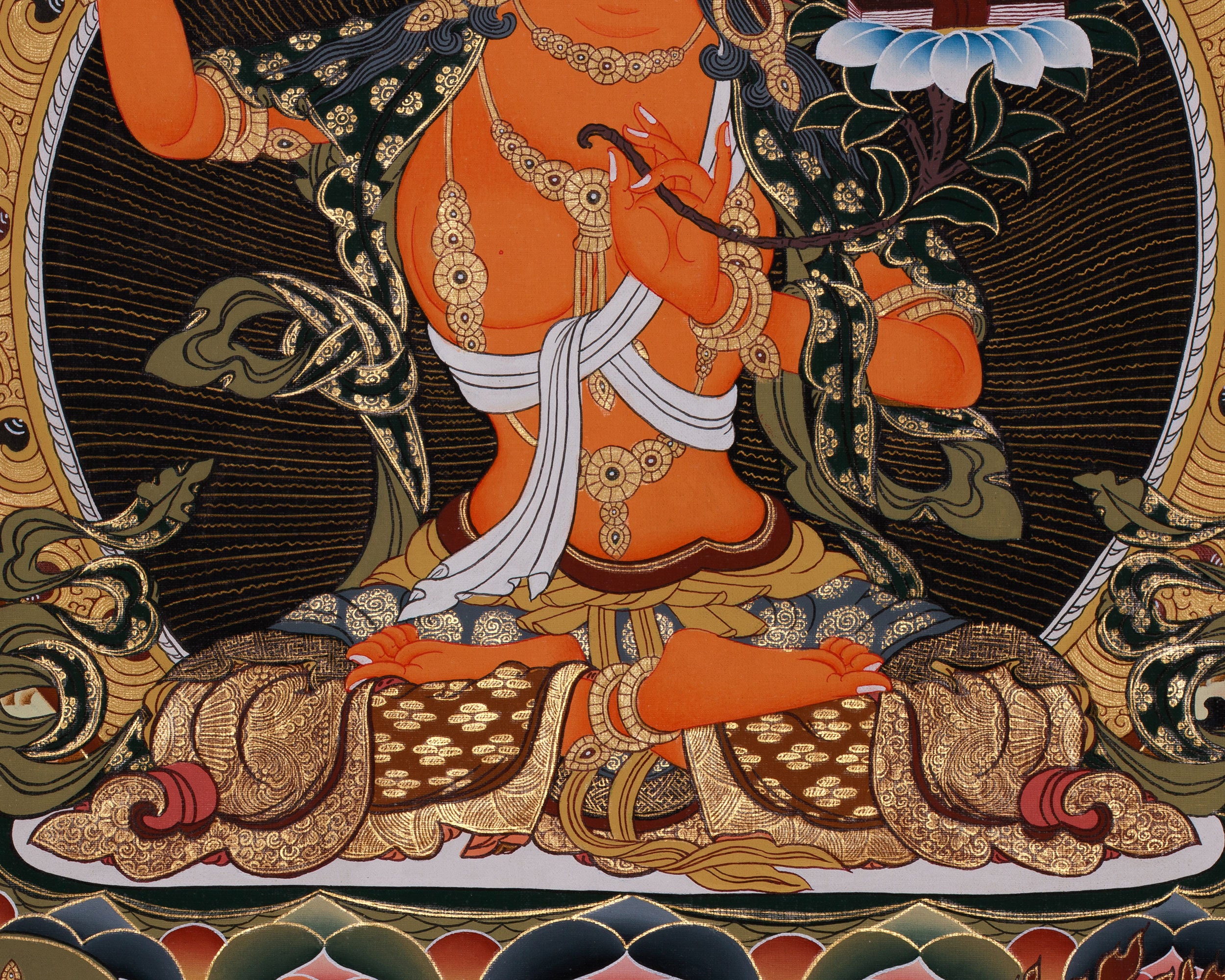 Manjushri with Flaming Sword Thangka | Bodhisattva of Wisdom