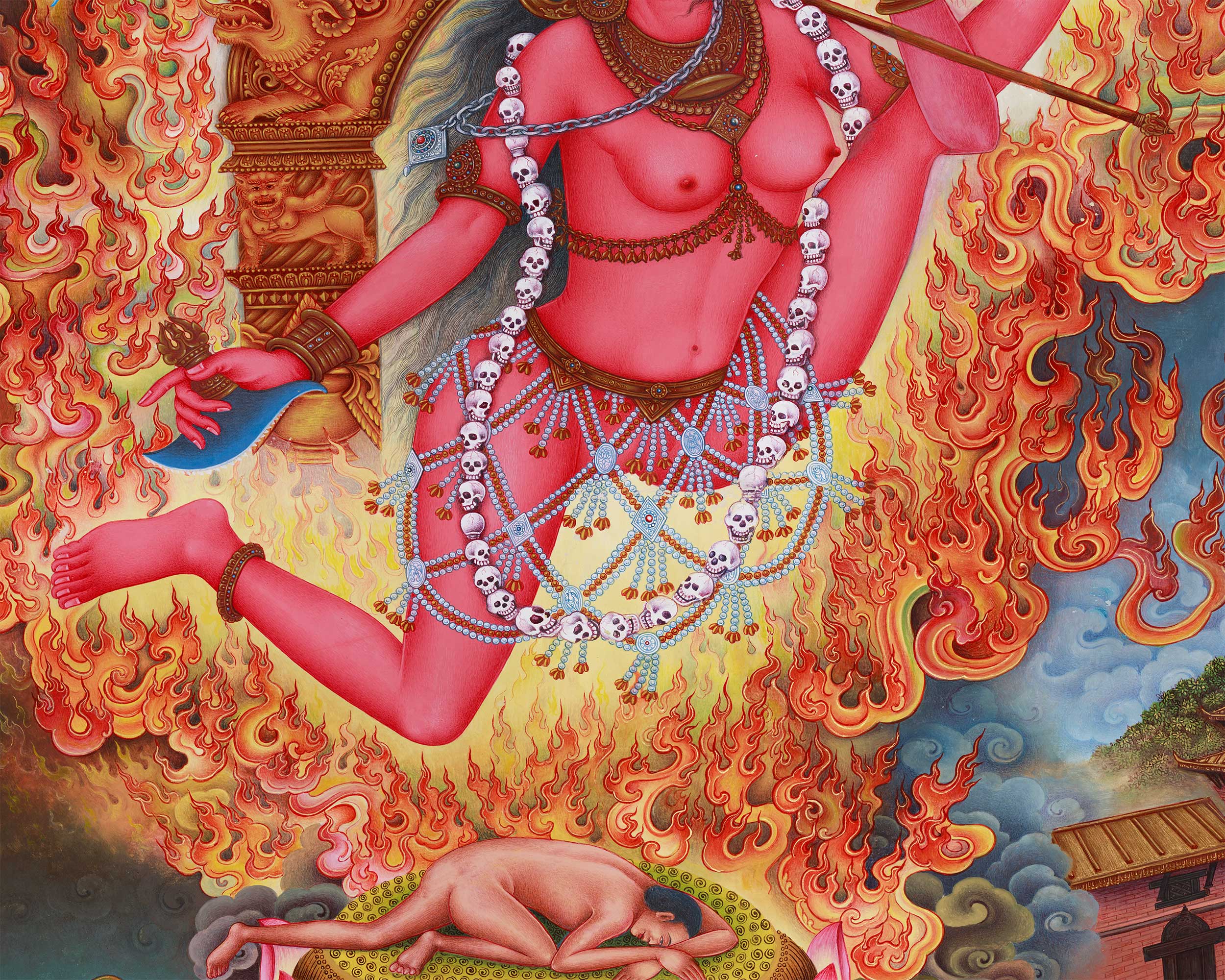 Vidyadhari Yogini, Flying Vajrayogini Giclee Print | Sky-Dancer of Wisdom and Fierce Compassion
