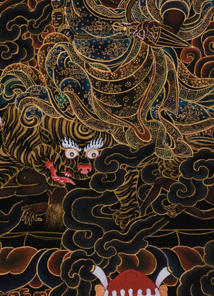 Authentic Hand-Painted Dorje Drolo Thangka | Wrathful Wisdom for Spiritual Protection