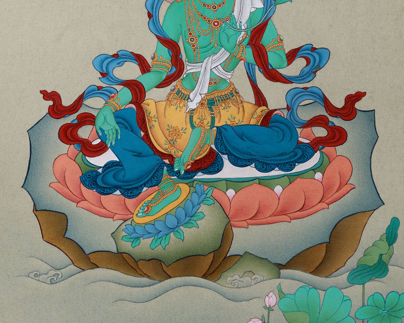 Elegant Green Tara Figure | Female Bodhisattva