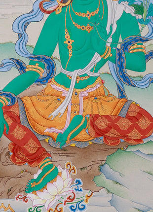 Supreme Mother Green Tara Thangka | Elegant Tibetan Artistry