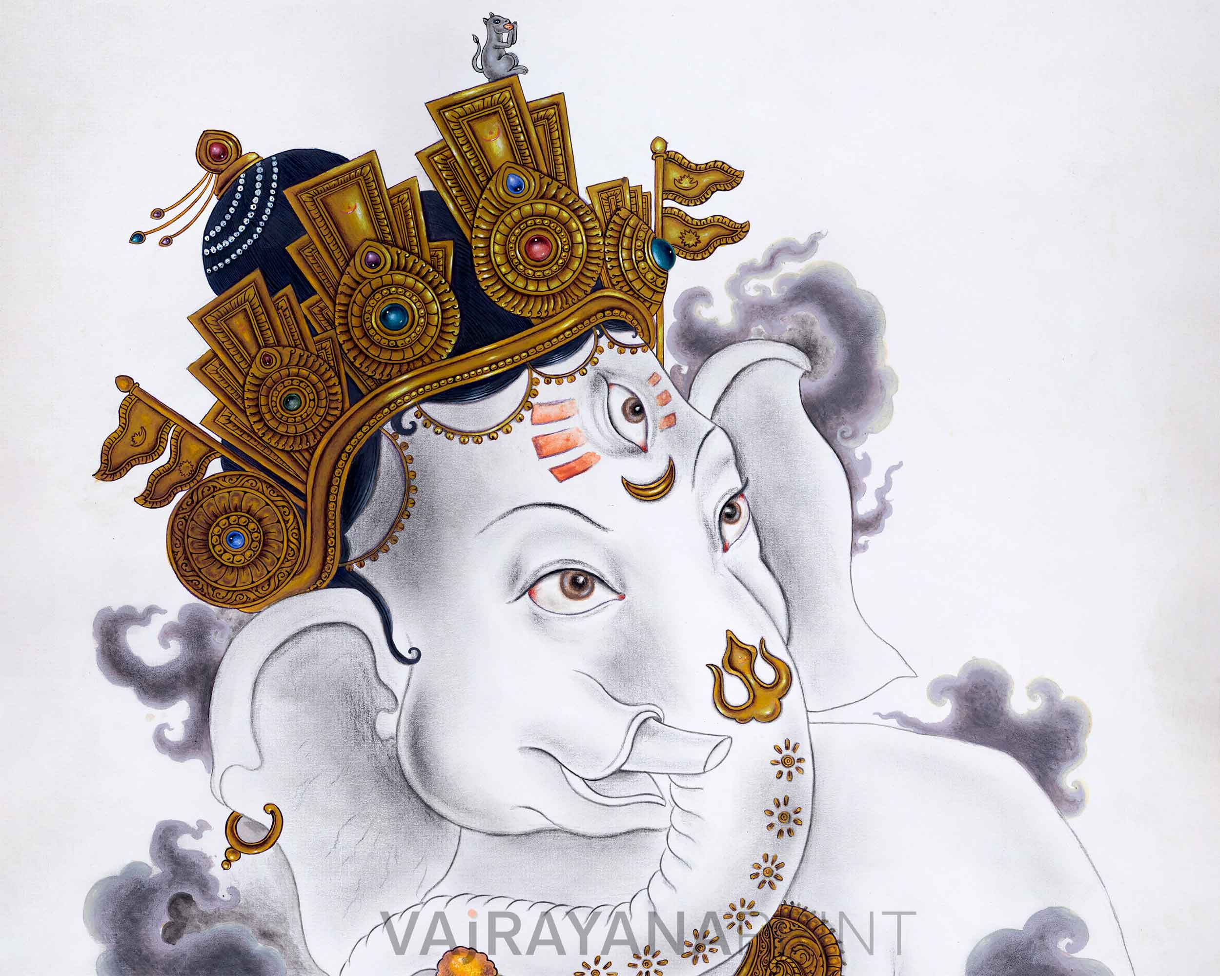 Newari Paubha Print To Practice Ganesh Mantra | Highly-Revered Hindu Deity Art Print For Rituals