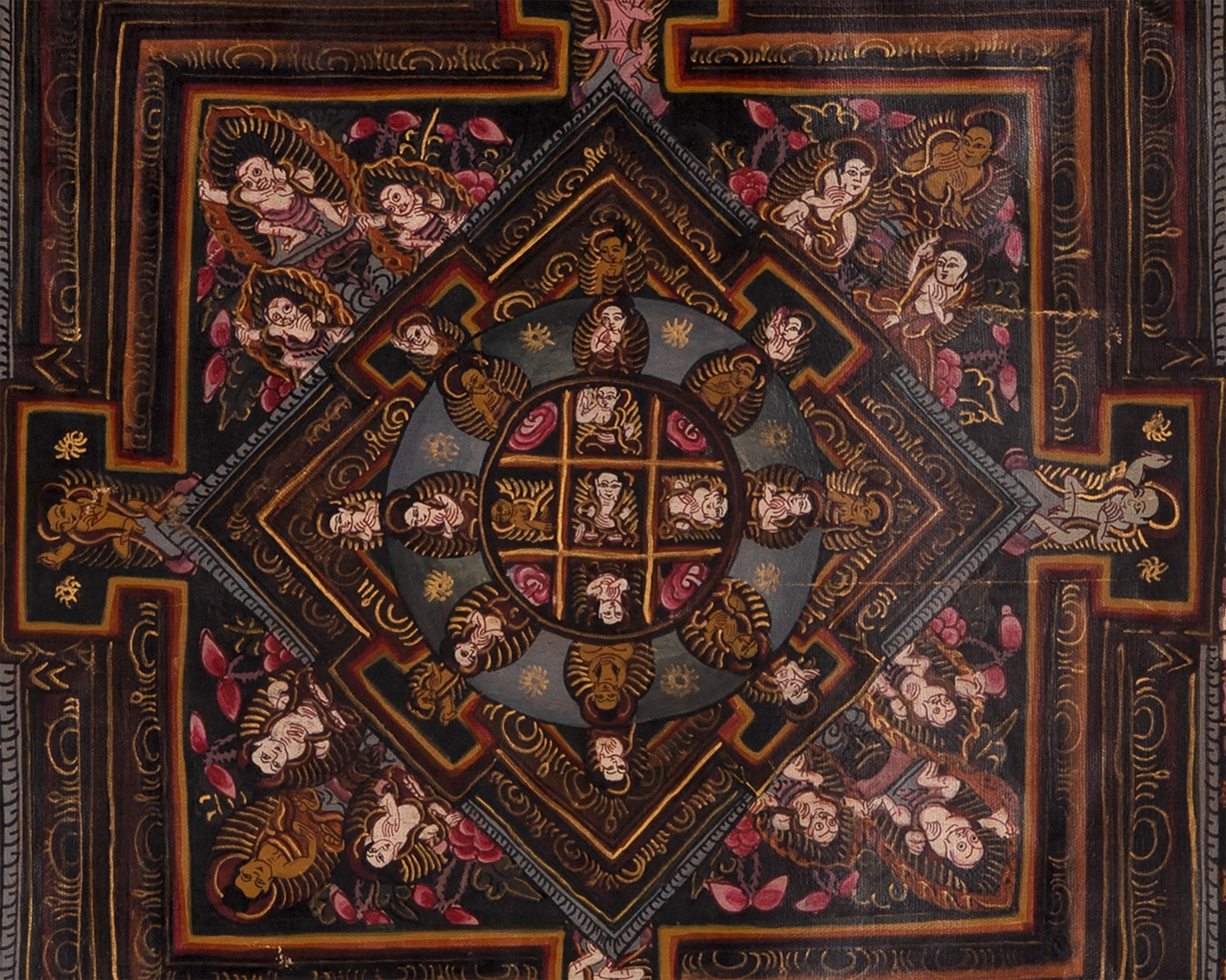 Heruka Mahakala Mandala | Old Tibetan Thangka