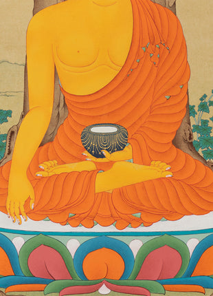 The Enlightened Shakyamuni Buddha Under The Bodhi Tree | Spiritual Giclee Canvas Print