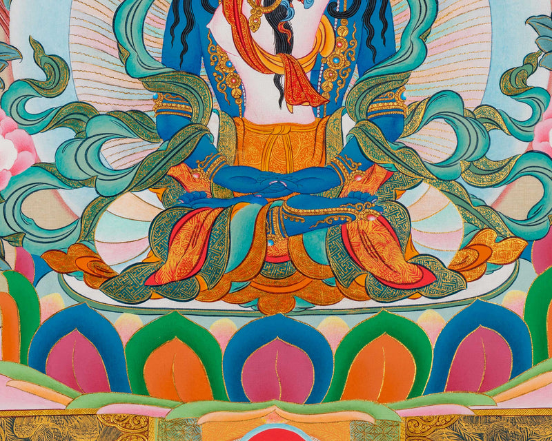 Bardo Thangka Print | Meditative Artwork of 42 Peaceful Deities | High-Quality Vajrayana Print