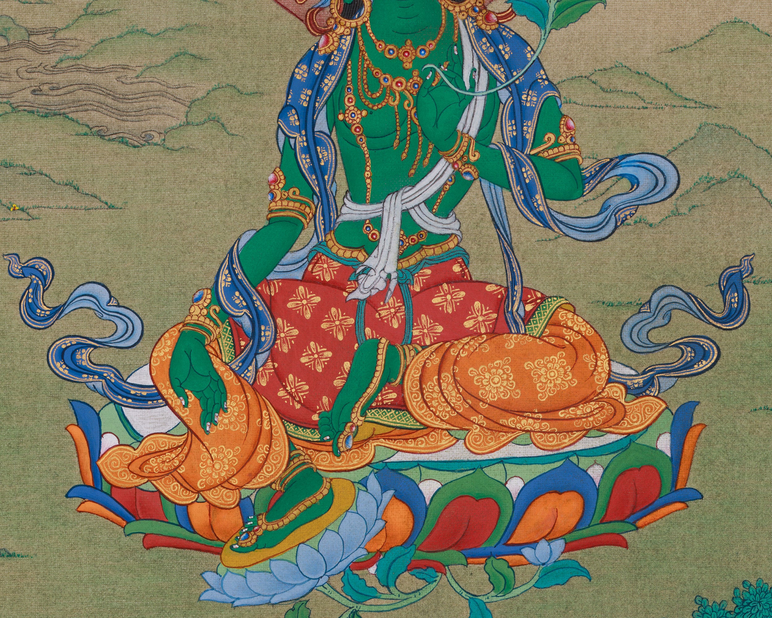 Swift Liberator Green Tara Thangka | Goddess of Compassion and Protection