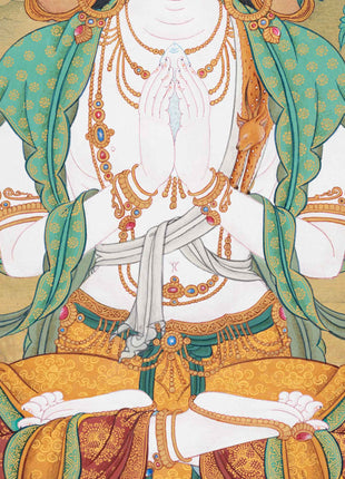 Chenrezig Avalokiteshvara Thangka | Traditional Karma Gadri Style | Path to Compassion