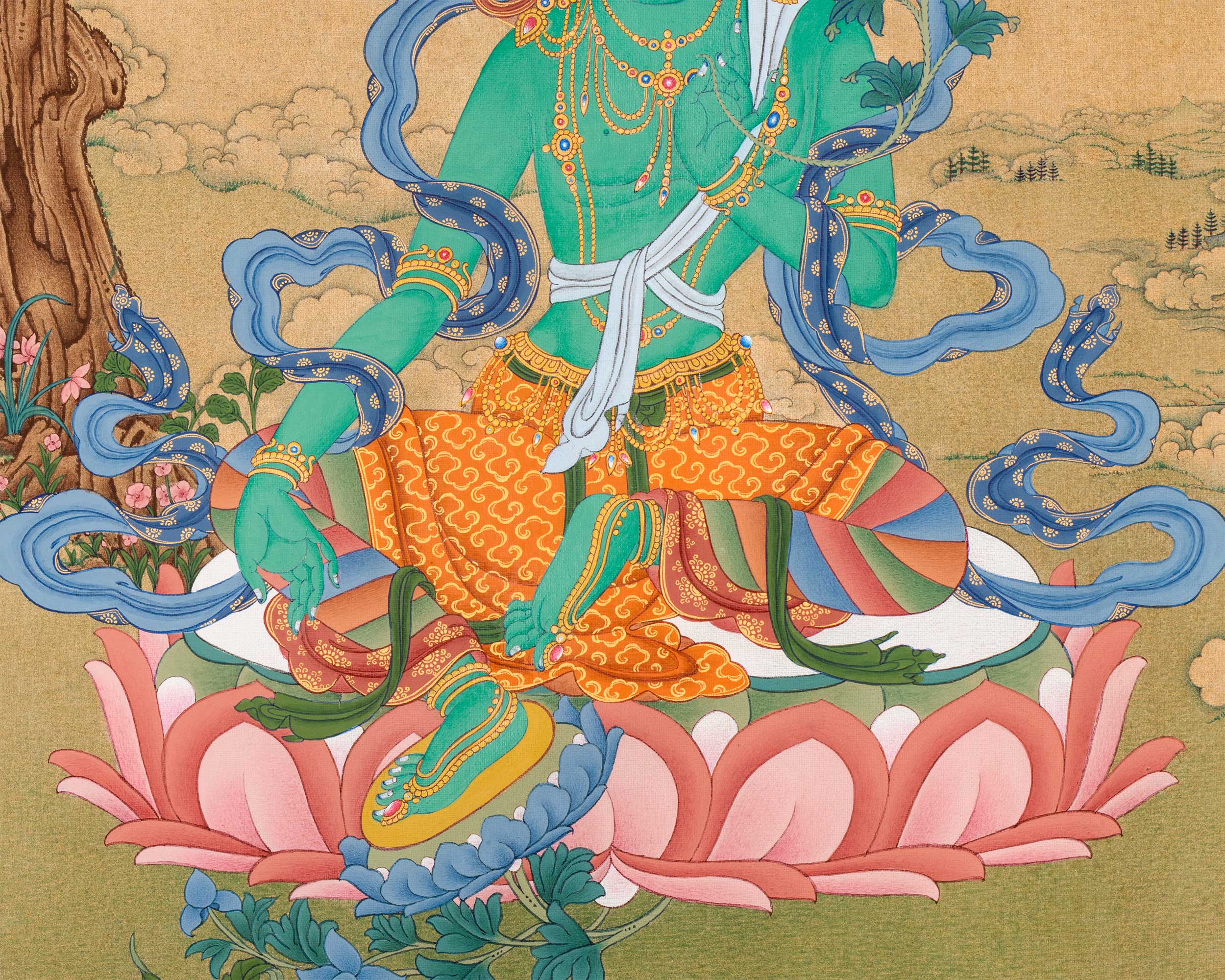 Green Tara Devotional Print | Digital Artwork Of The Mother of Liberation | Buddhist Gift Ideas