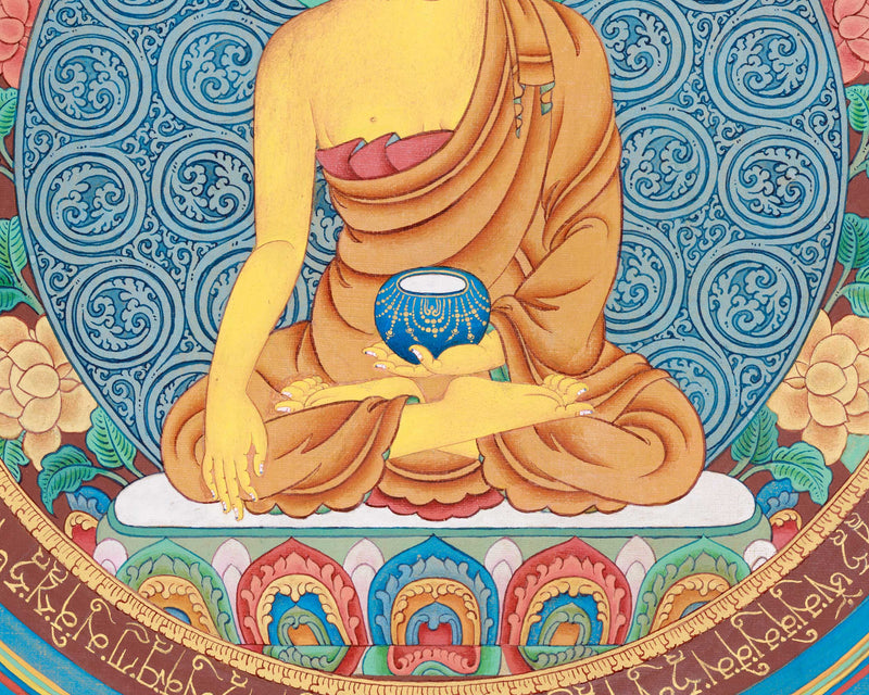 Unique Depiction of Buddha Shakyamuni Thangka