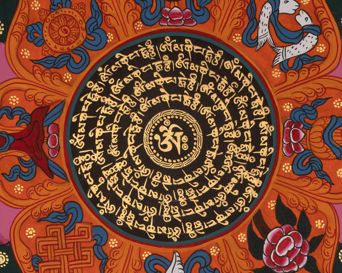 Mantra Mandala Himalayan Art | Traditional Buddhist Artwork | Buddhist Visual Thangka