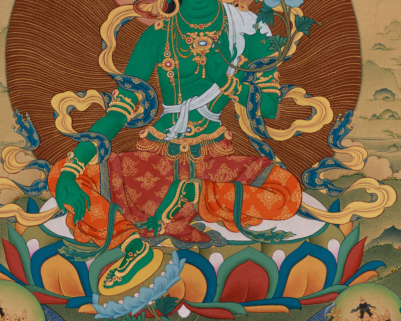 Awaken Protection - Bodhisattva Green Tara | Lhasa Stone Colors