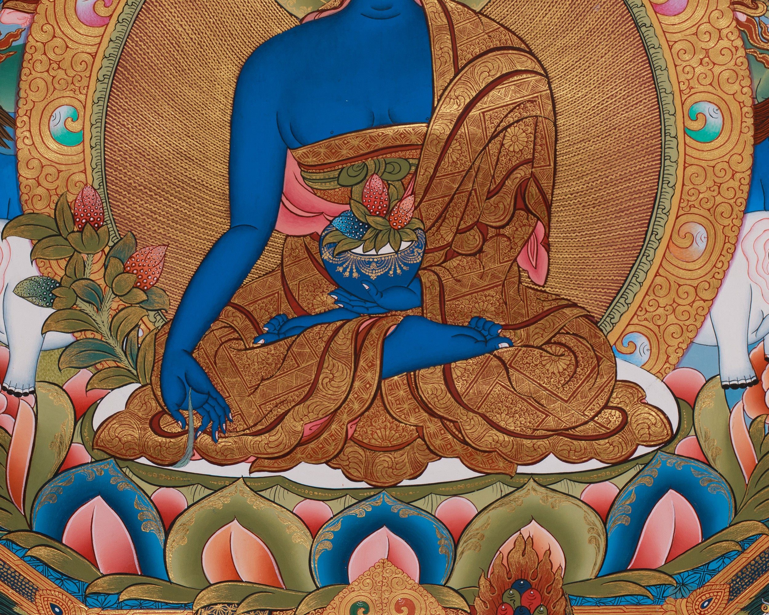 Assembly of 8 Medicine Buddhas | Tibetan Bhaisajyaguru Large Thangka Painting